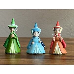 Disney Sleeping Beauty Flora Fauna Merryweather Fairy Figurines Set 3"